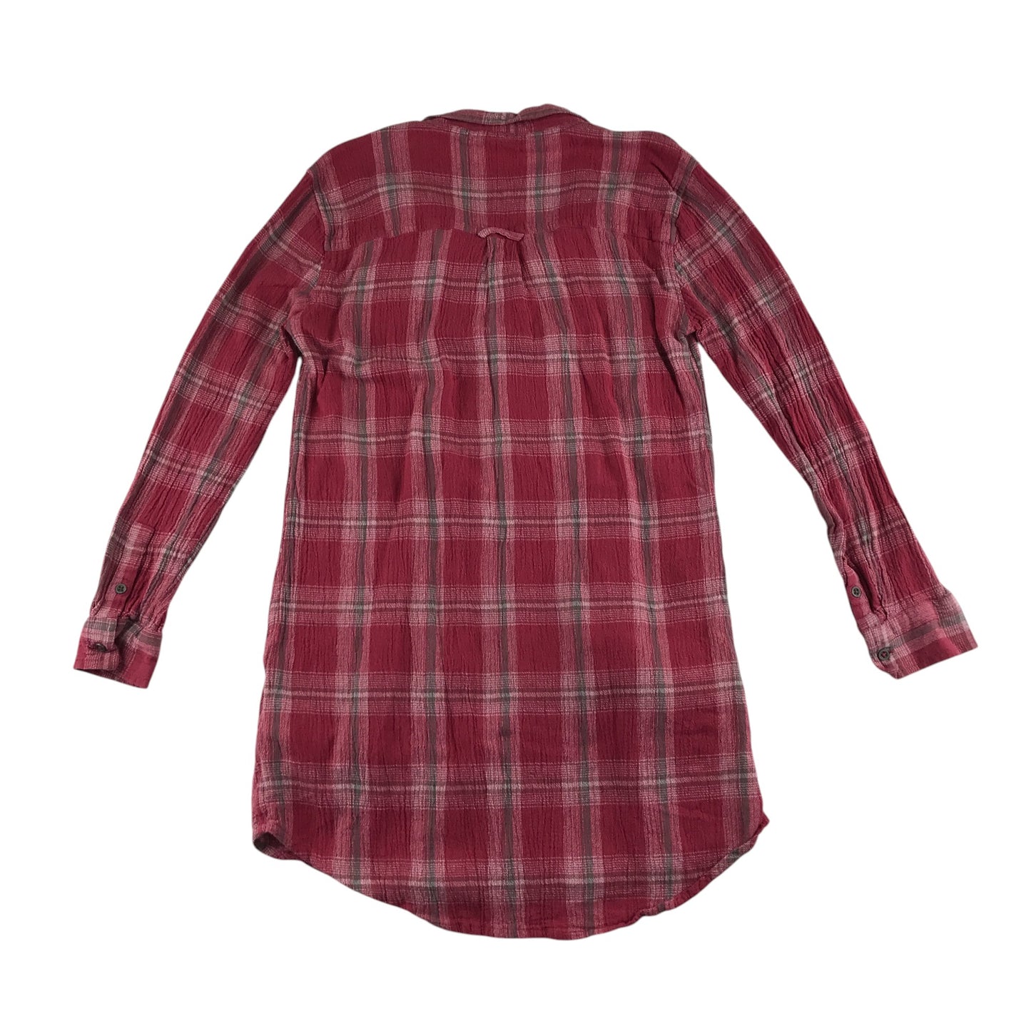 White Stuff dress women's XS pink checked shirt style with v-neck long sleeve