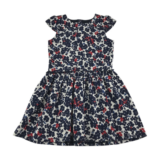 Petit Bateau dress 8 years navy and red floral print