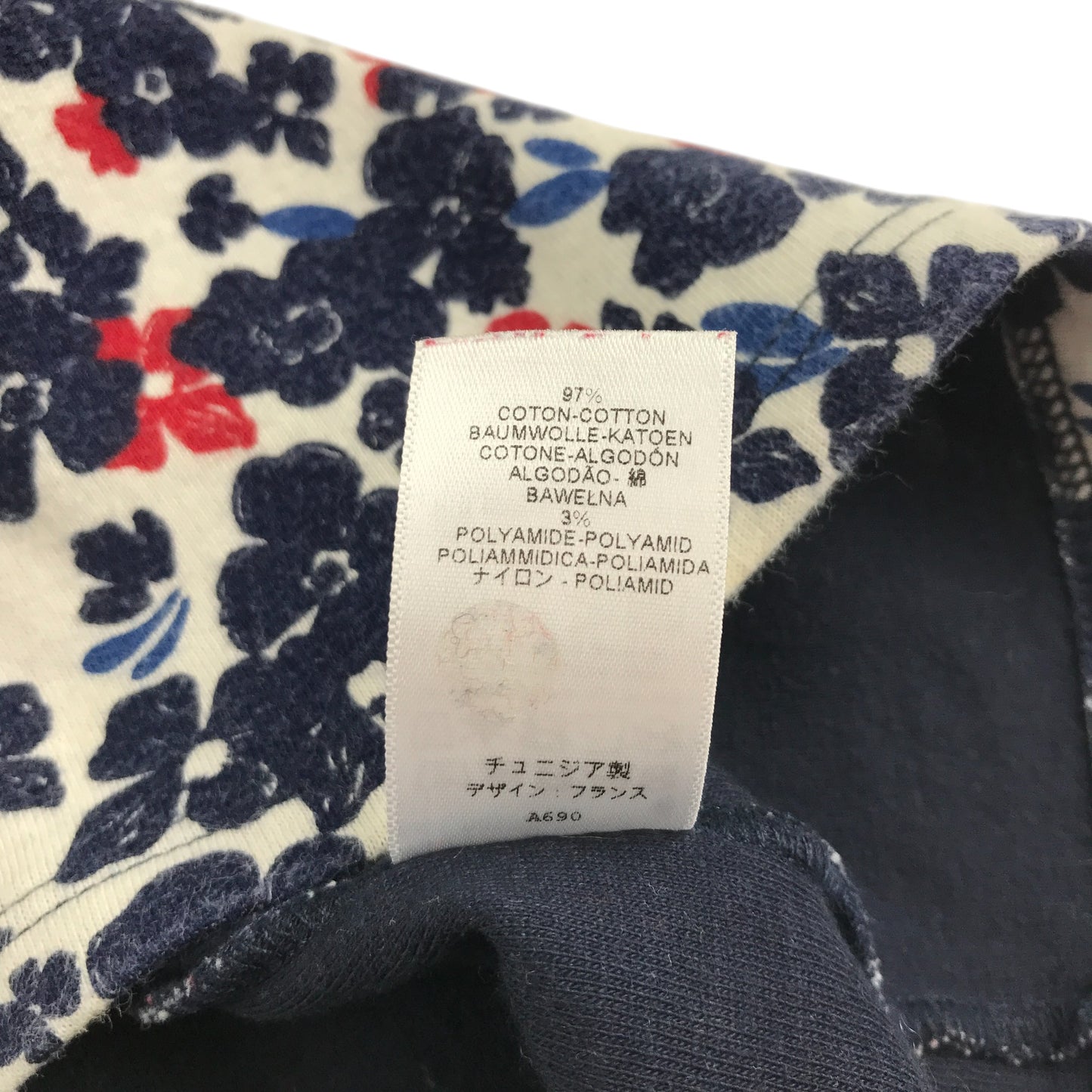 Petit Bateau dress 8 years navy and red floral print
