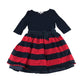 Jasper J Conran dress 8 years navy top with navy and red stripy skirt A-line
