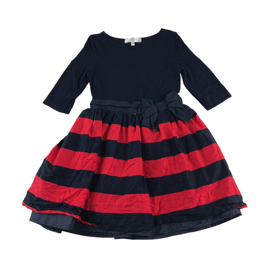 Jasper J Conran dress 8 years navy top with navy and red stripy skirt A-line