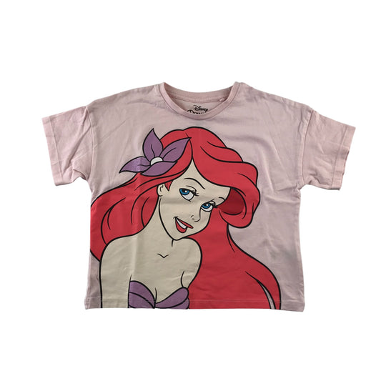 F&F t-shirt 7-8 years light pink Disney Ariel cropped short sleeve cotton