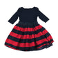Jasper J Conran dress 8 years navy top with navy and red stripy skirt A-line