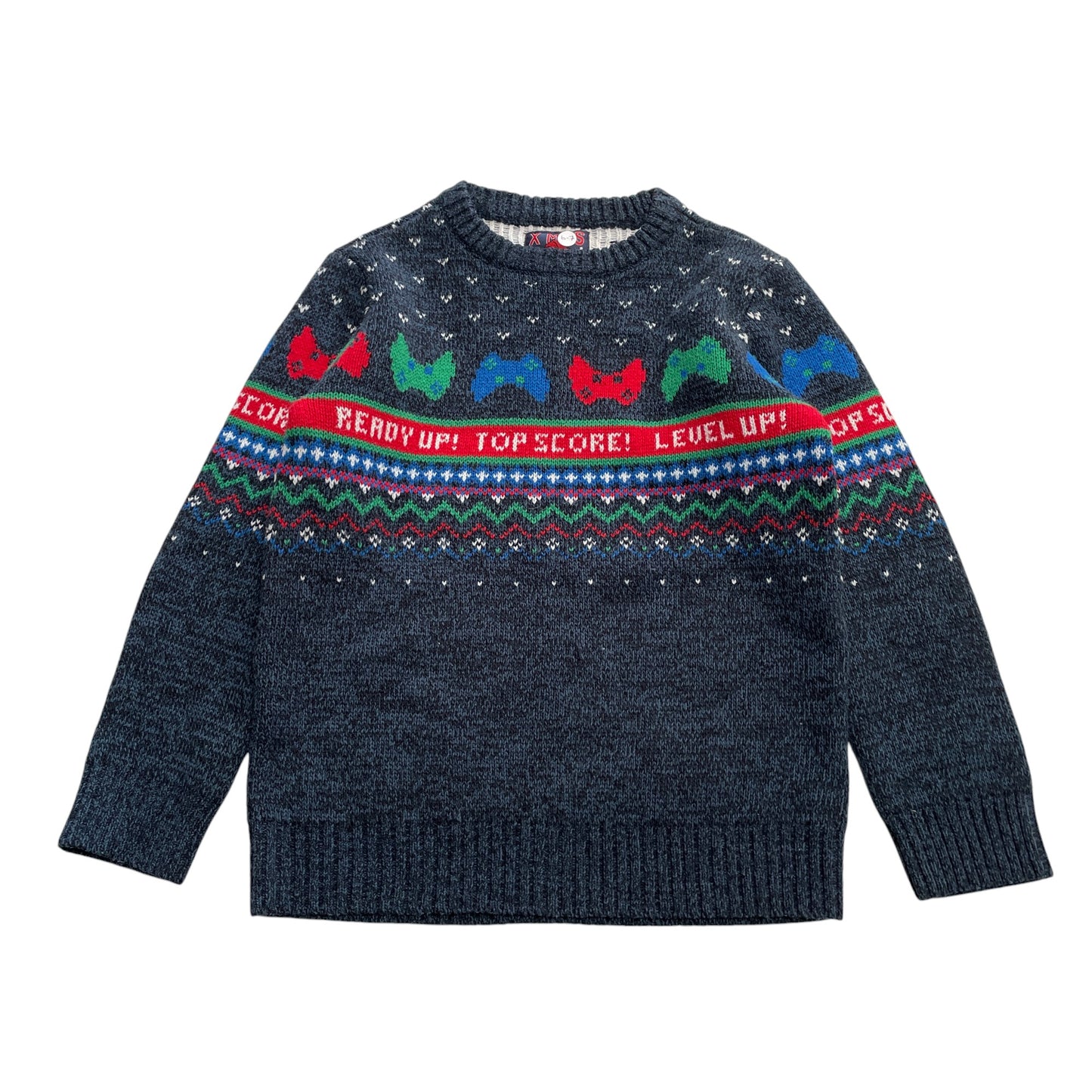 F&F festive jumper 6-7 years navy gaming pattern