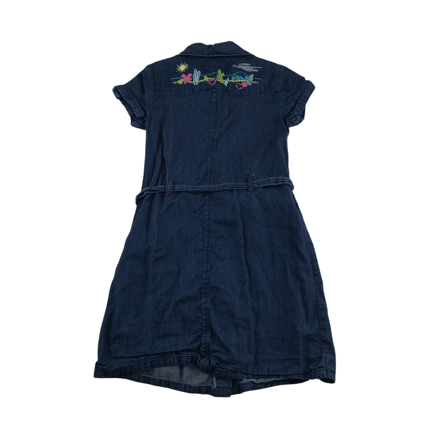 Arabella & Addison dress 6-7 years blue denim shirt with belt and embroidery cotton