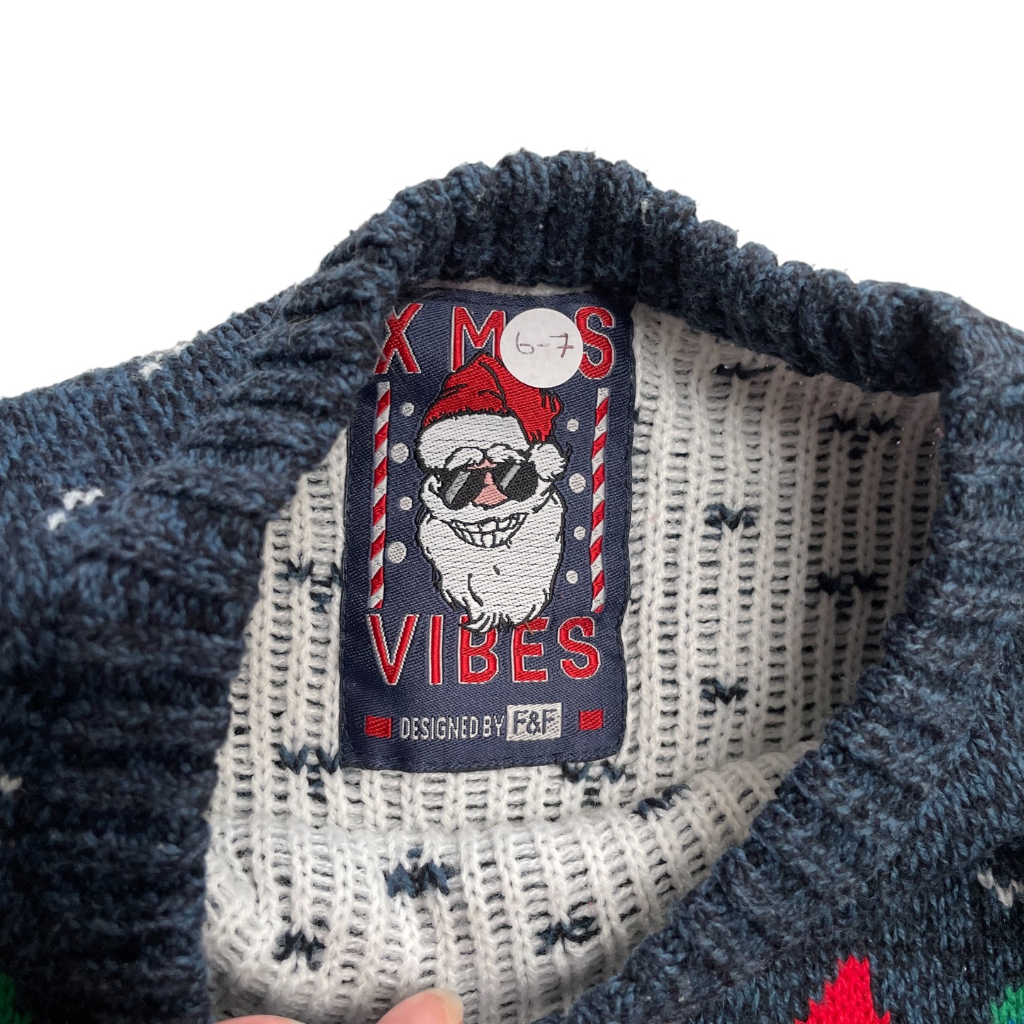 F&F festive jumper 6-7 years navy gaming pattern