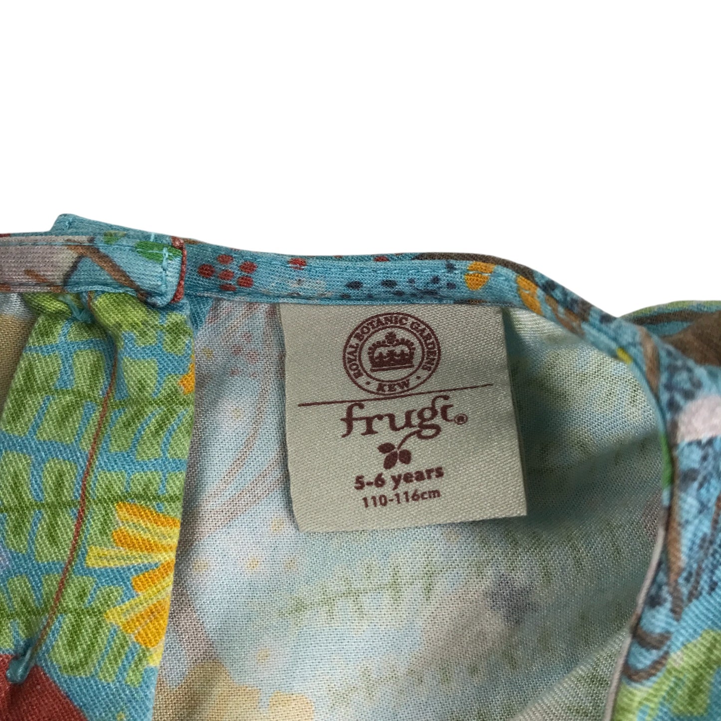 Frugi dress 5-6 years green floral print A-line tiered long sleeve