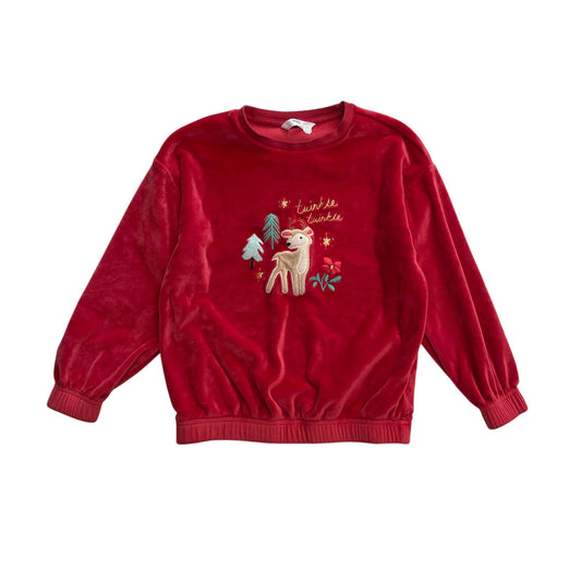 M&S festive jumper 6-7 years red Twinkle Twinkle deer loungewear top
