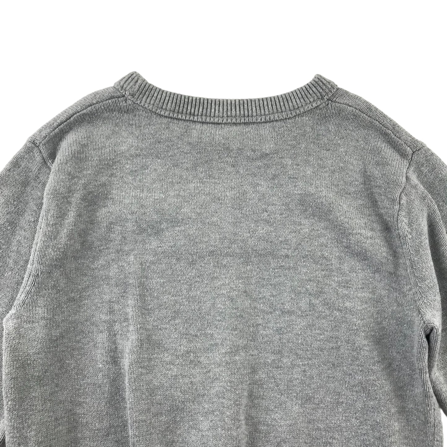 M&S Jumper Age 5 Grey Plain Stripy Triangle Cotton