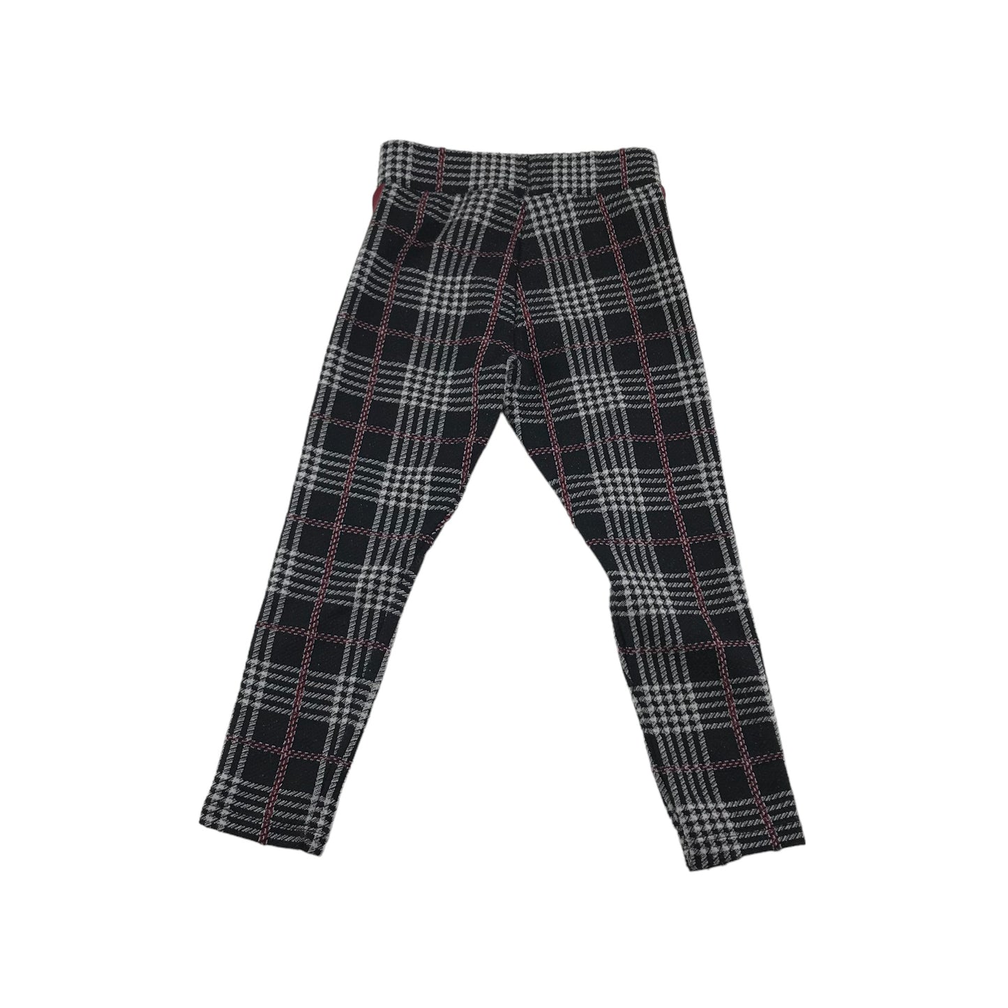 Next Leggings Age 6 Black White Burgundy Checked Jeggings