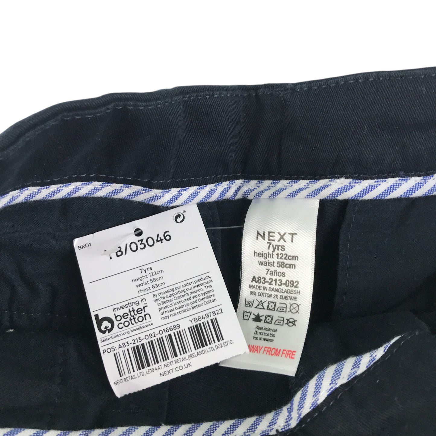 Next jean 6-7 year navy plain chino style regular leg adjustable waist