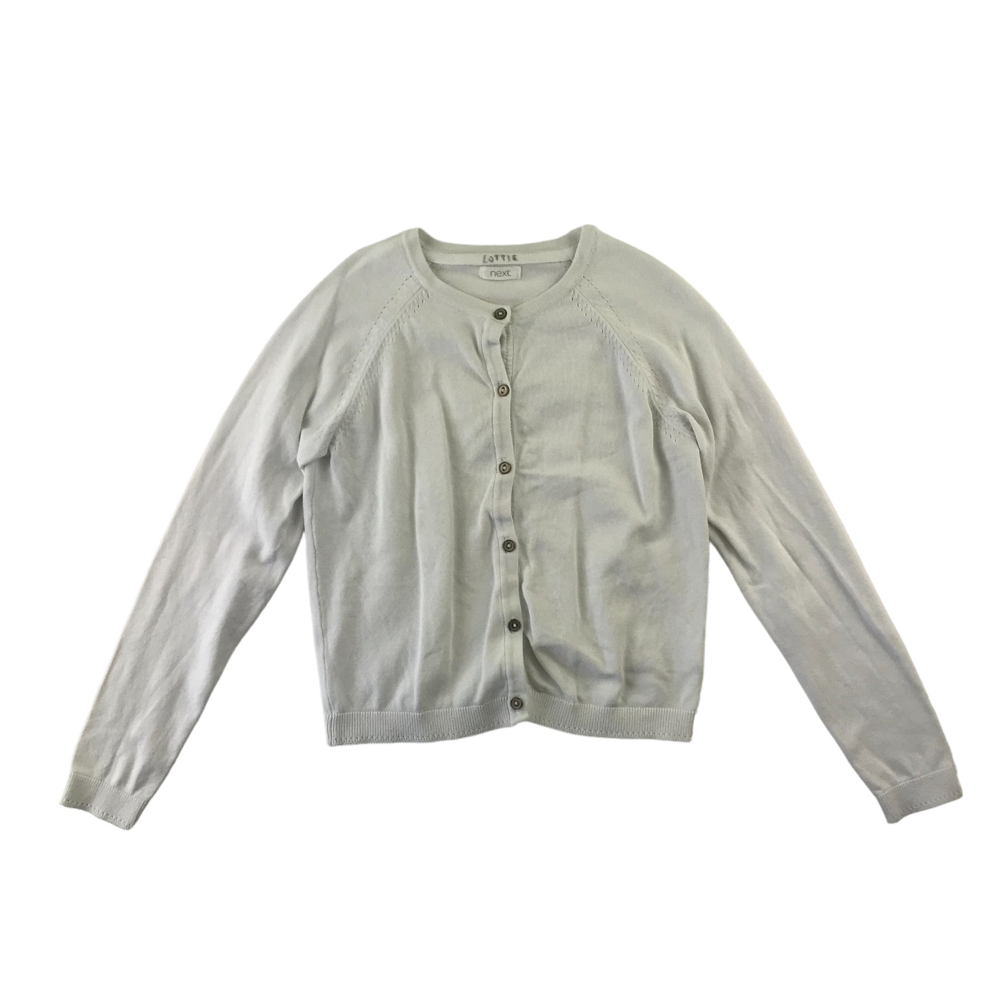 Next Cardigan Age 8 White Plain Full Button Up ApparelXchange CIC