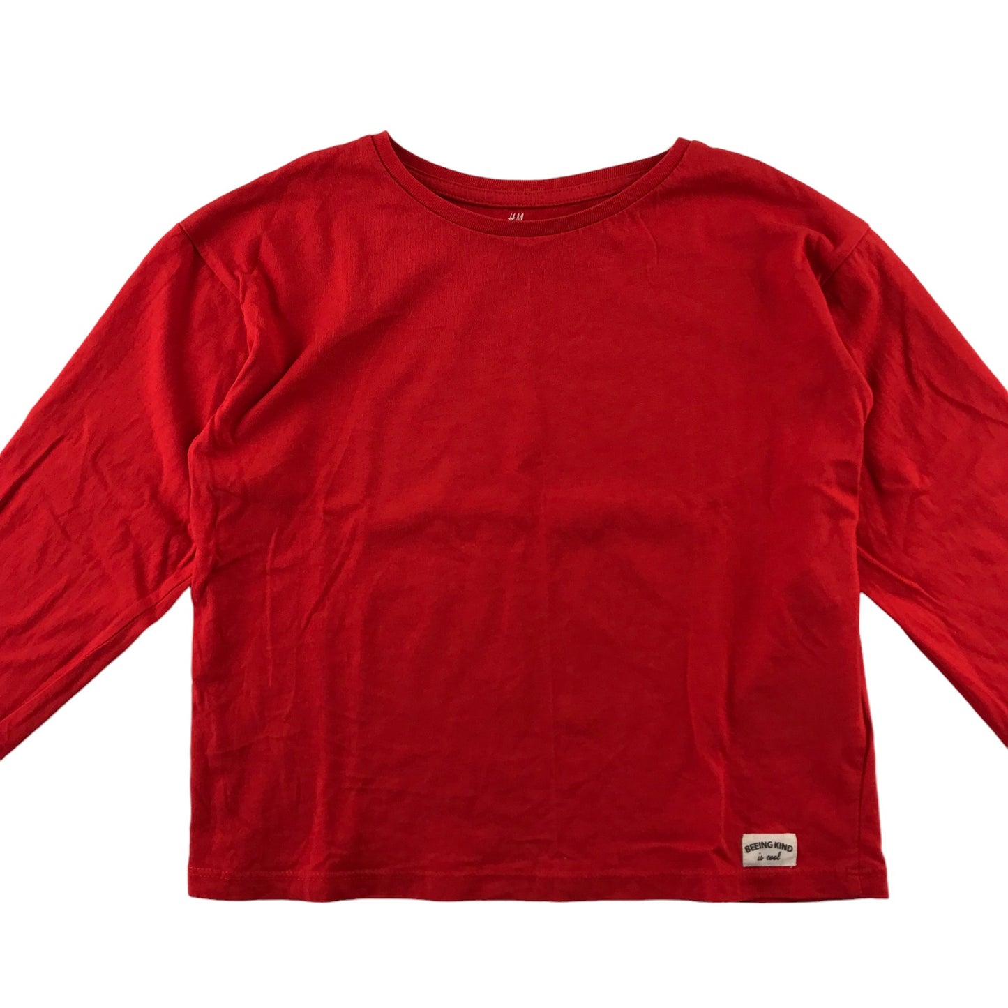 H&M t-shirt 7-8 years red long sleeve plain cotton