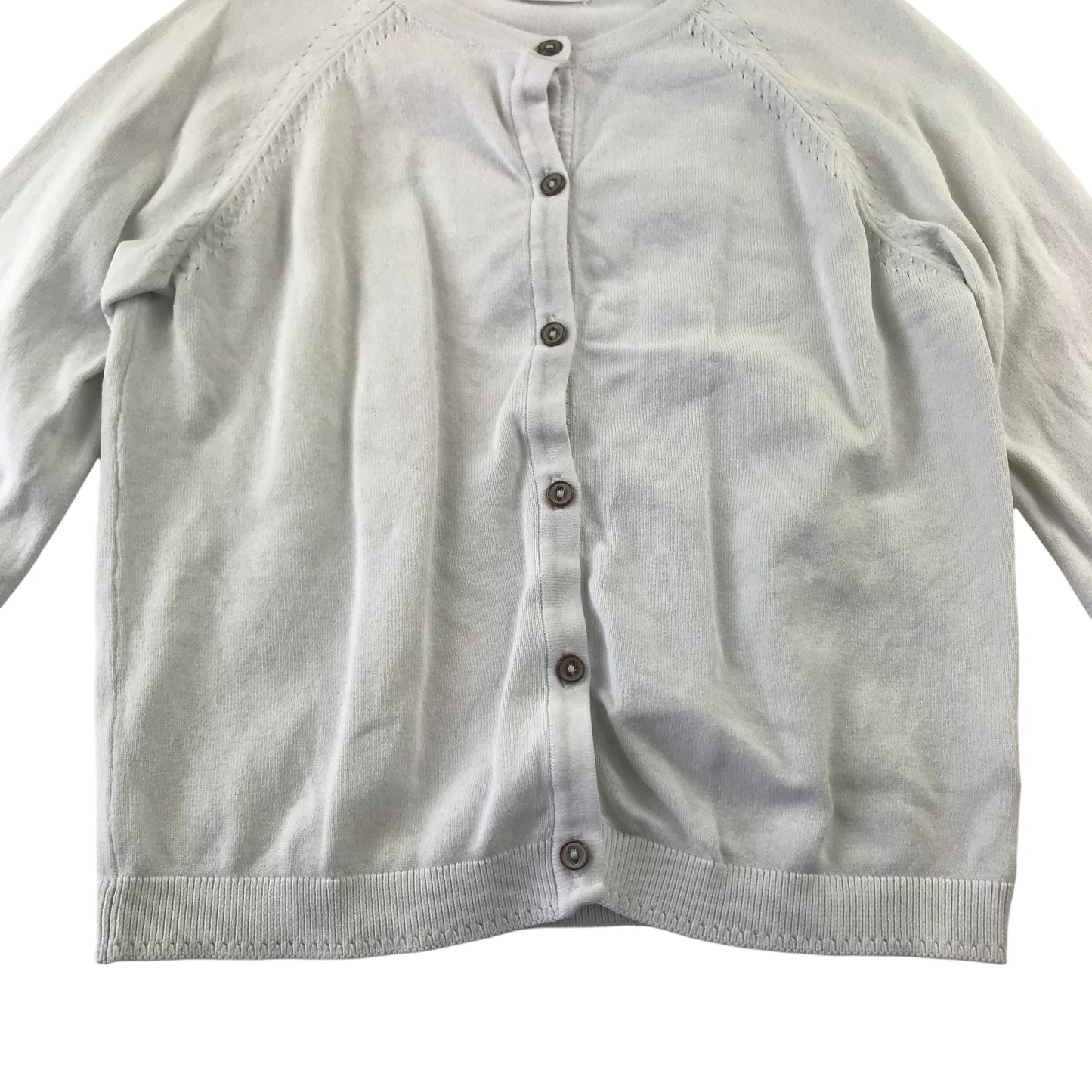 Next Cardigan Age 8 White Plain Full Button Up