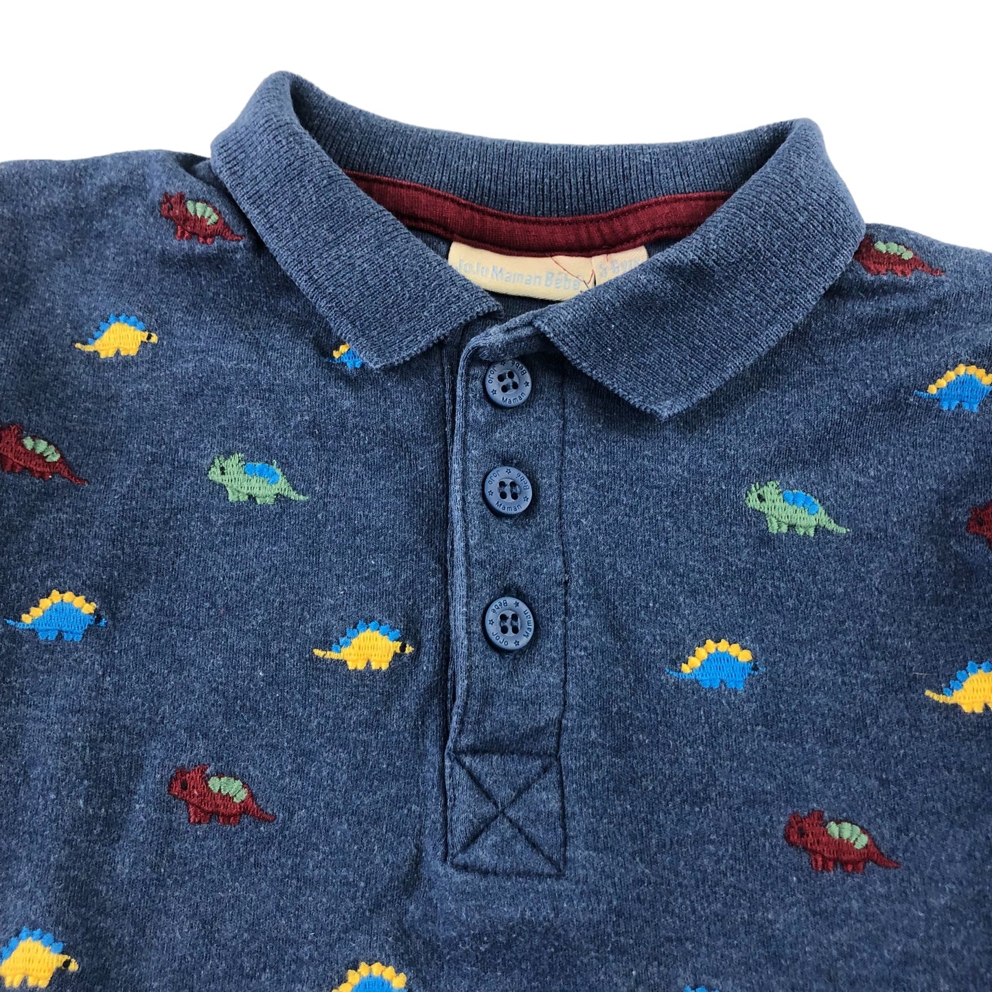 Jojo Maman Bebe polo shirt 5-6 years navy dinosaur embroidered cotton