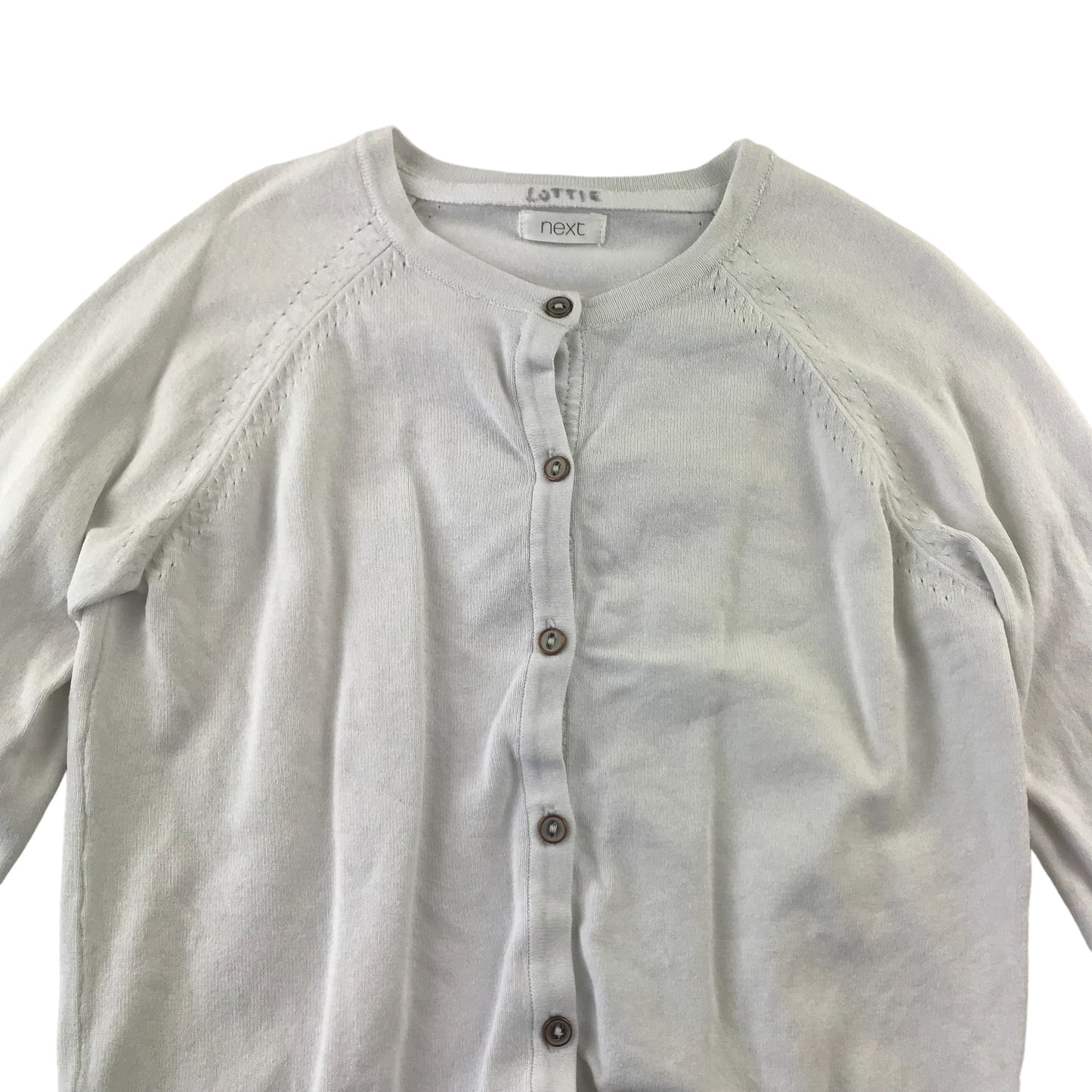 Next Cardigan Age 8 White Plain Full Button Up