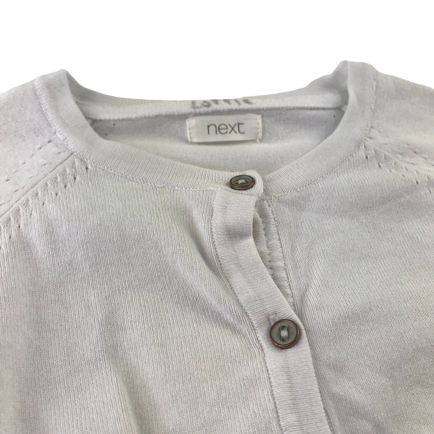 Next Cardigan Age 8 White Plain Full Button Up