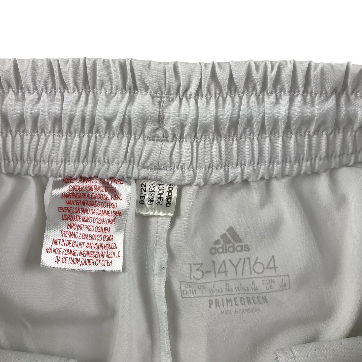 Adidas sports shorts 13-14 years white with black detailing