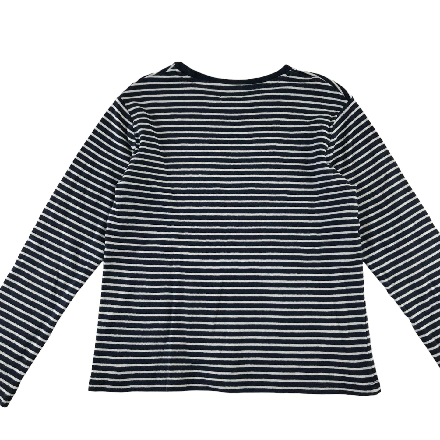 Next t-shirt 7-8 years navy and white stripy sequin unicorn long sleeve cotton