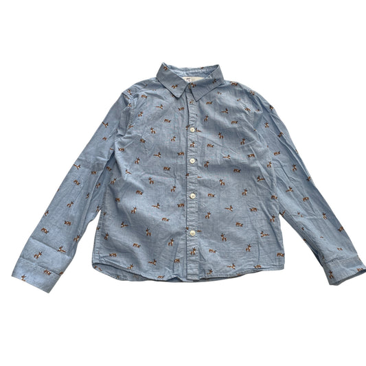 H&M shirt 7-8 years light blue reindeer print cotton