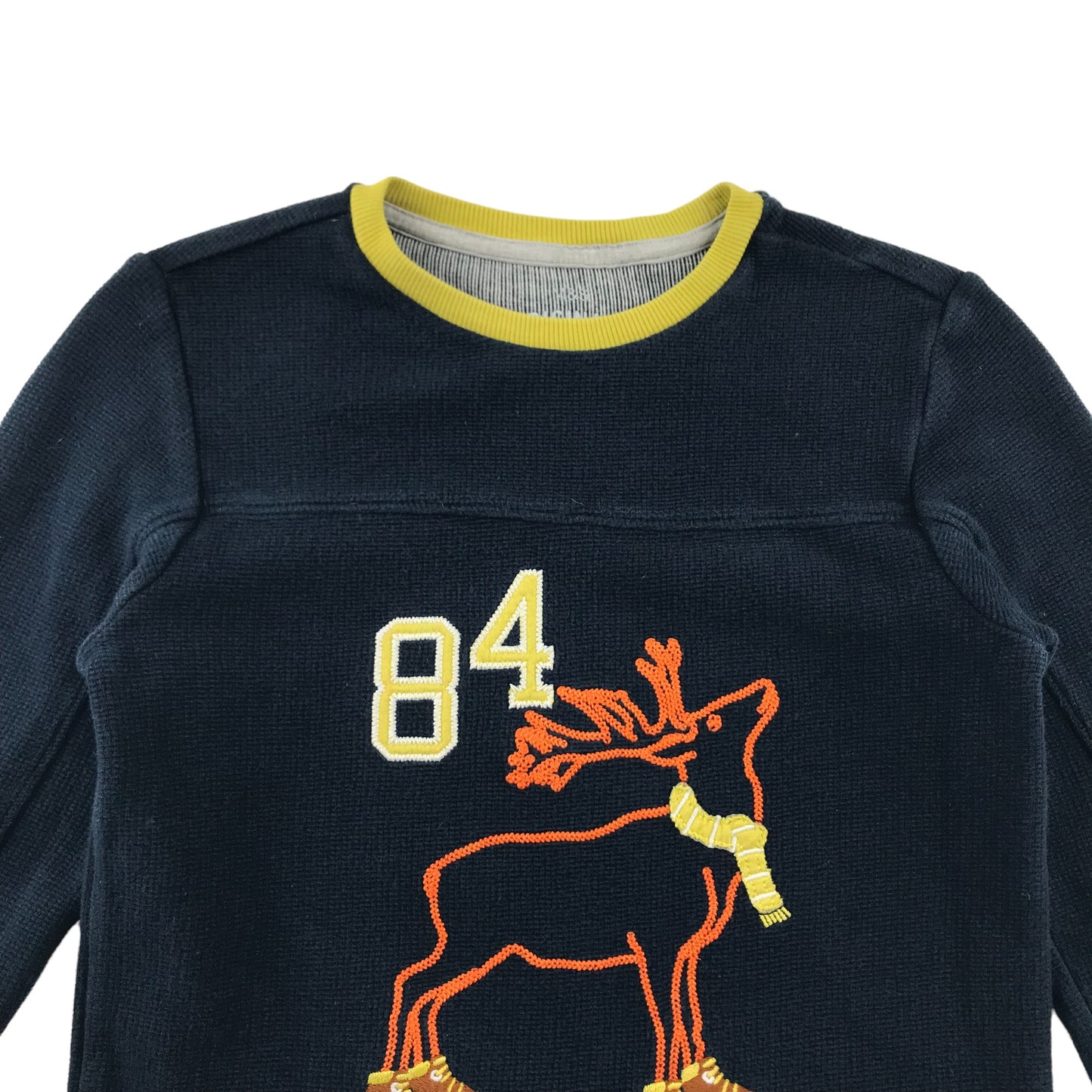 M&S T-shirt Age 6 Navy Blue Deer with Sneakers Light Jumper Cotton