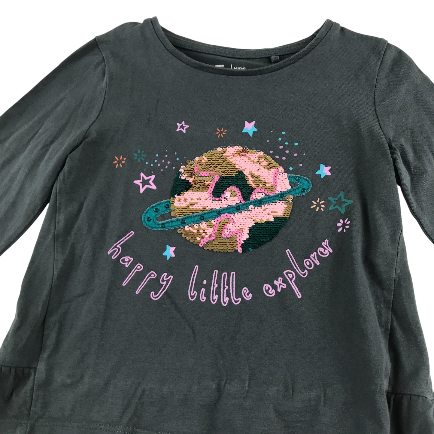 Tu t-shirt 4-5 years grey sequin Jupiter sequin design long sleeve cotton