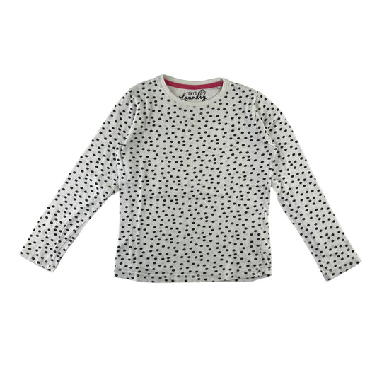 Tokyo Laundry t-shirt 8-9 years white polka dot long sleeve cotton