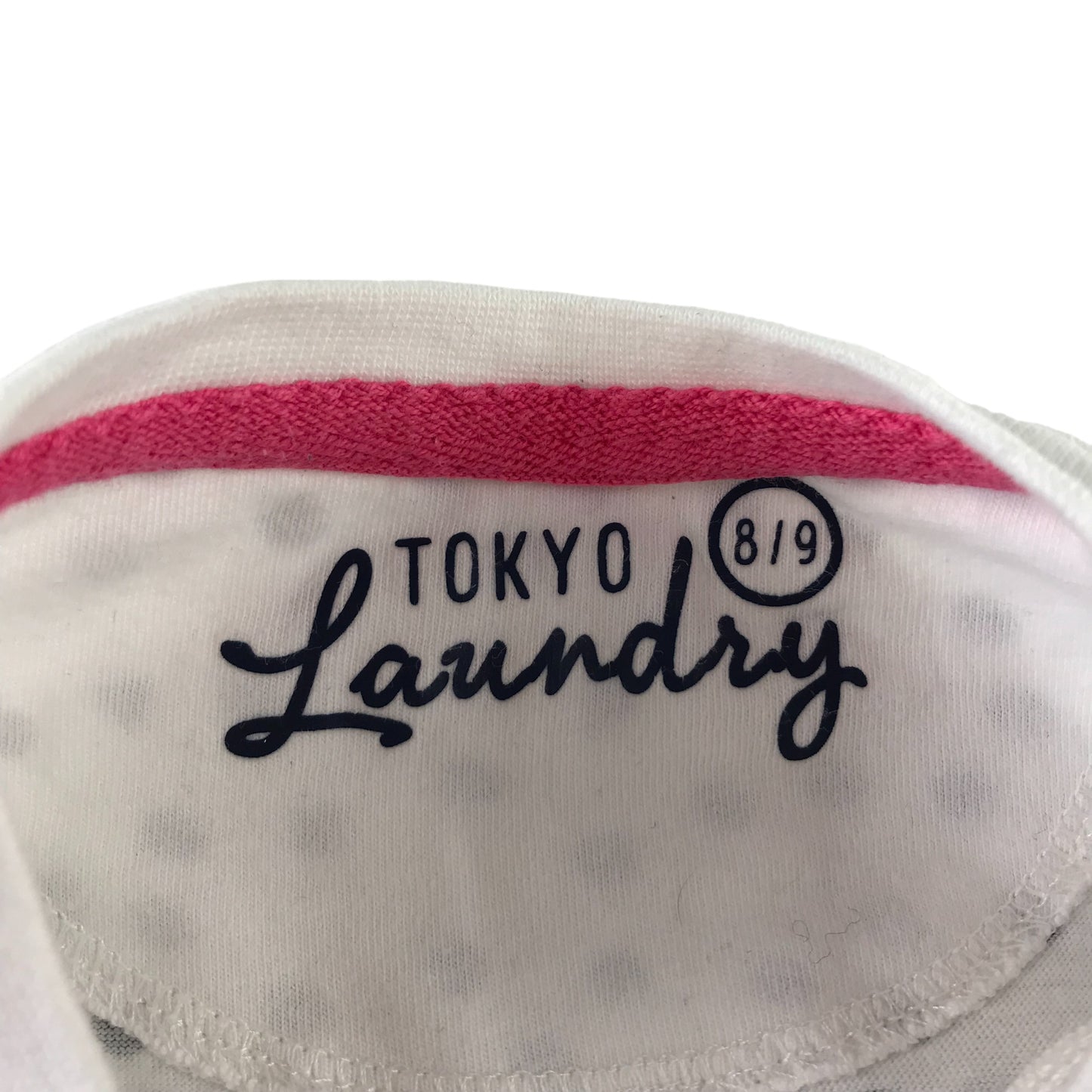 Tokyo Laundry t-shirt 8-9 years white polka dot long sleeve cotton