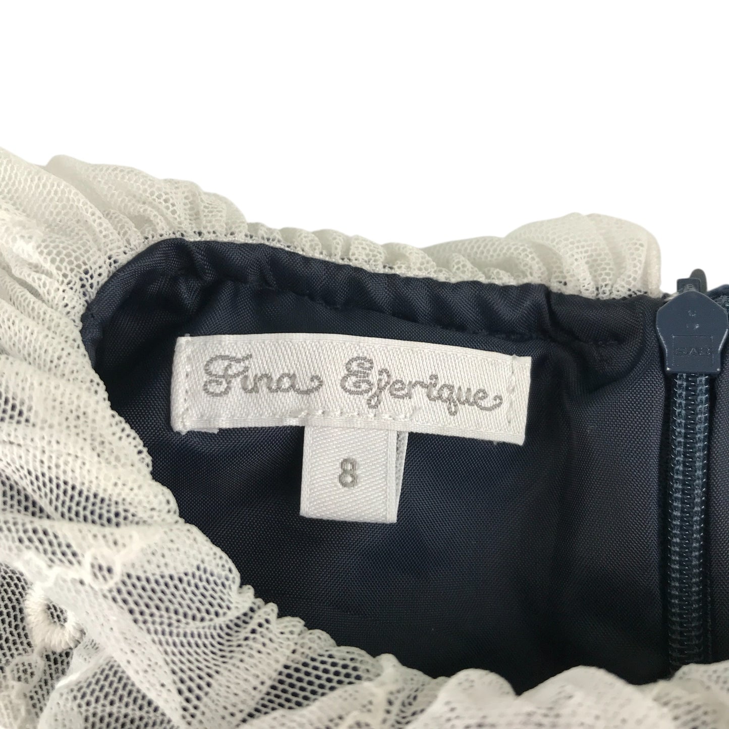 Fina Ejerique dress 7-8 years navy blue velvet style with lace collar and sleeve details