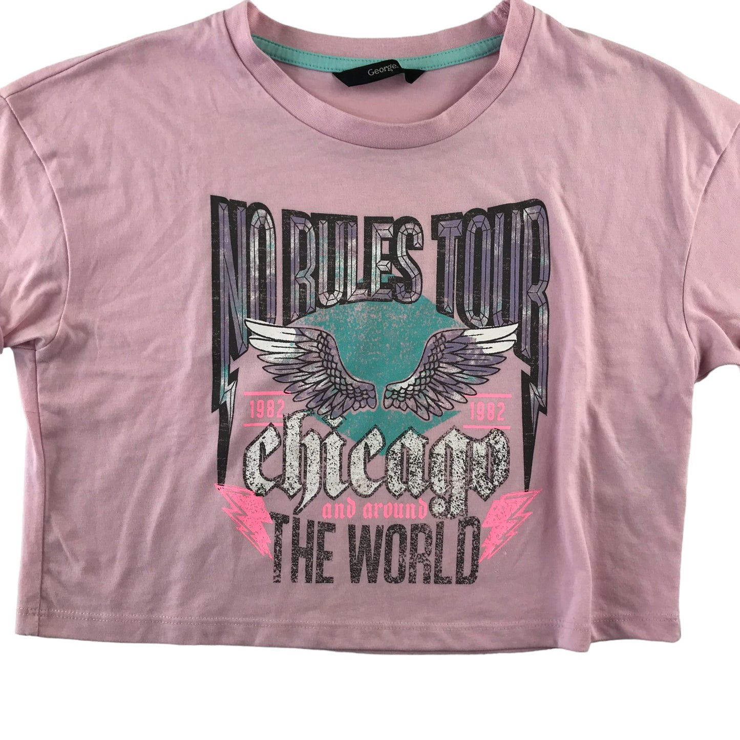 George t-shirt 8-9 years pink cropped rock band print