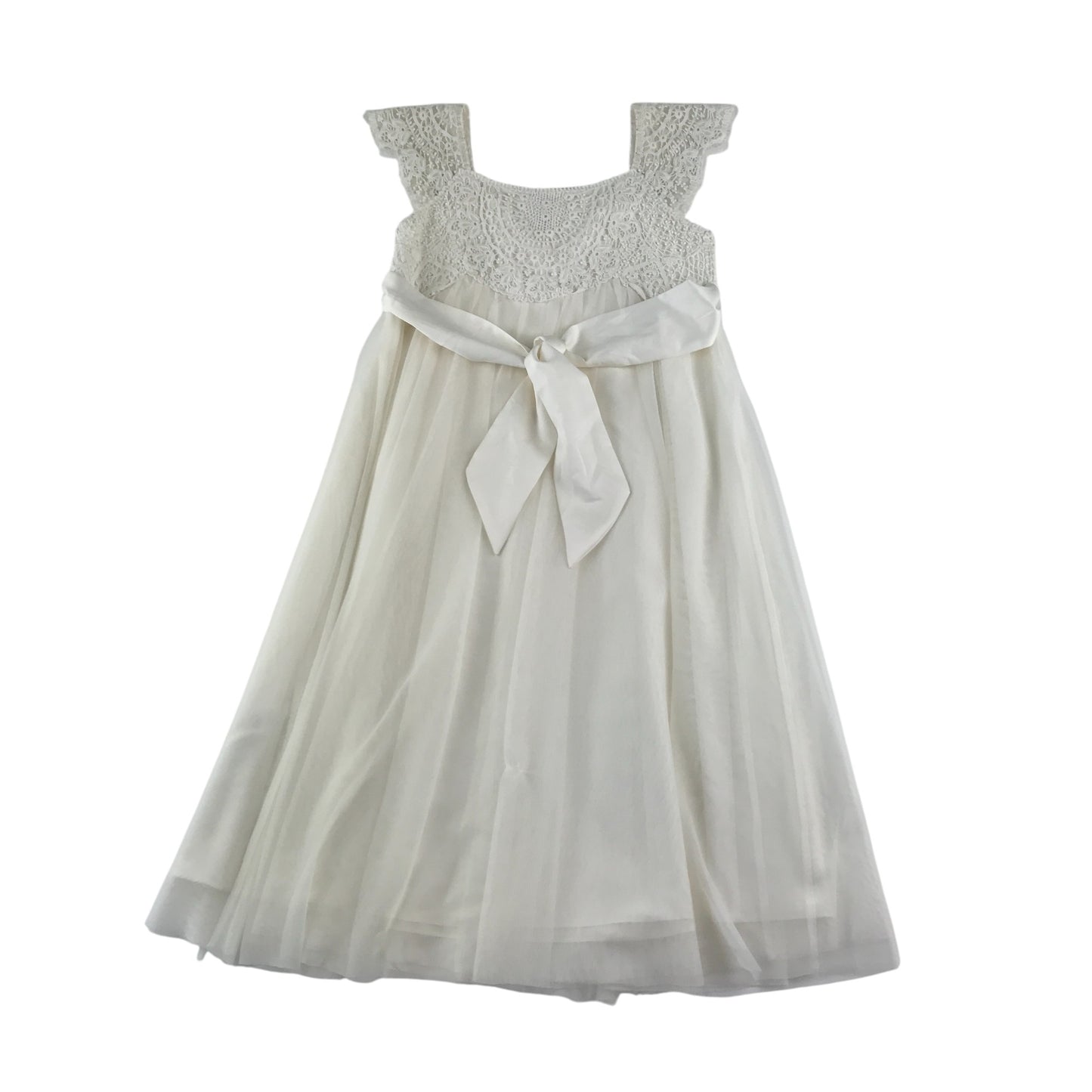 Monsoon dress 9-10 years white butterfly shoulders with lace chest pattern Communion & Flower Dress