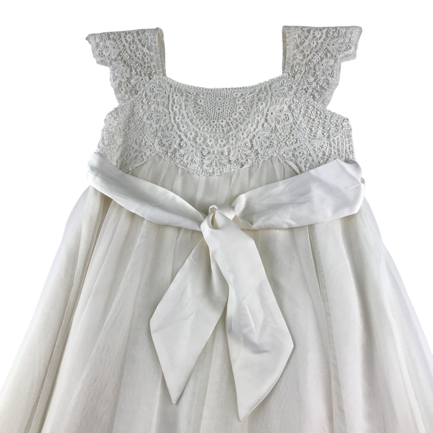 Monsoon dress 9-10 years white butterfly shoulders with lace chest pattern Communion & Flower Dress