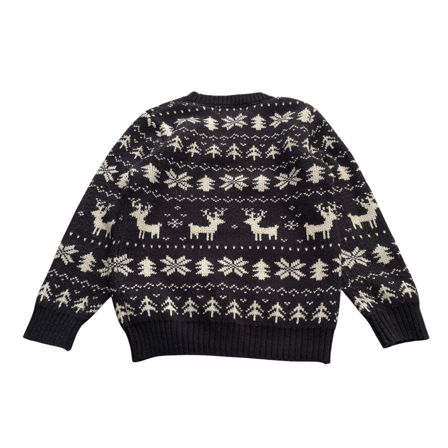 H&M festive jumper 7-8 years charcoal colour with wintery pattern