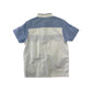 Next Shirt Age 5 White with Blue Sleeves Stripe Across Chest Short Sleeve Button Up Cotton