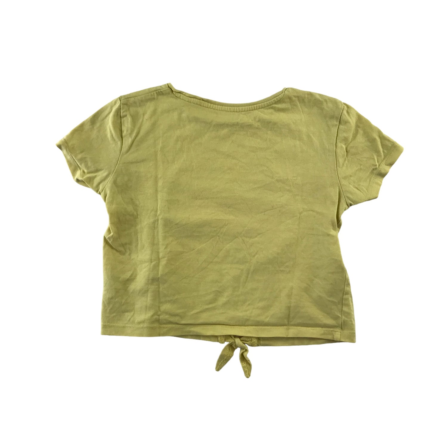 Dunnes Stores t-shirt 8-9 years yellow cropped flamingo cotton