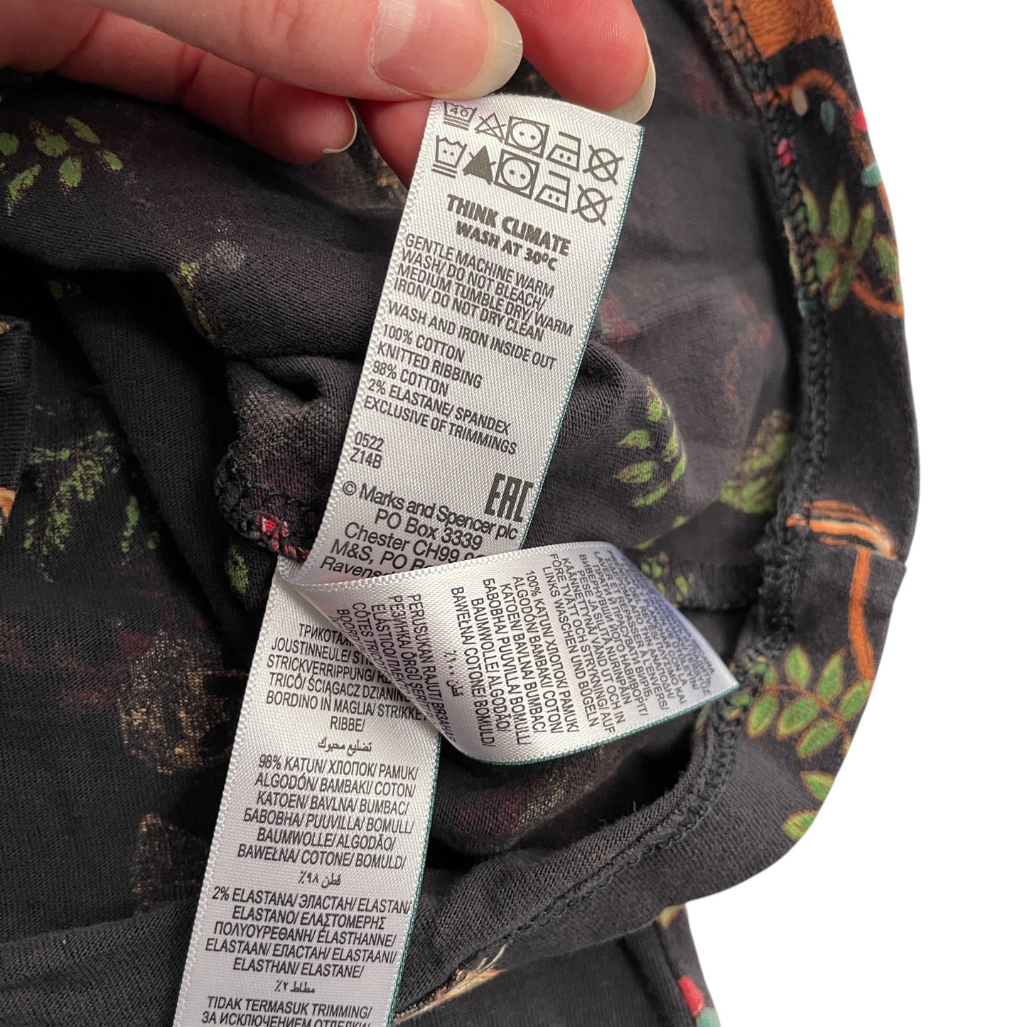 M&S festive pyjama set 7-8 years charcoal grey festive jungle animals