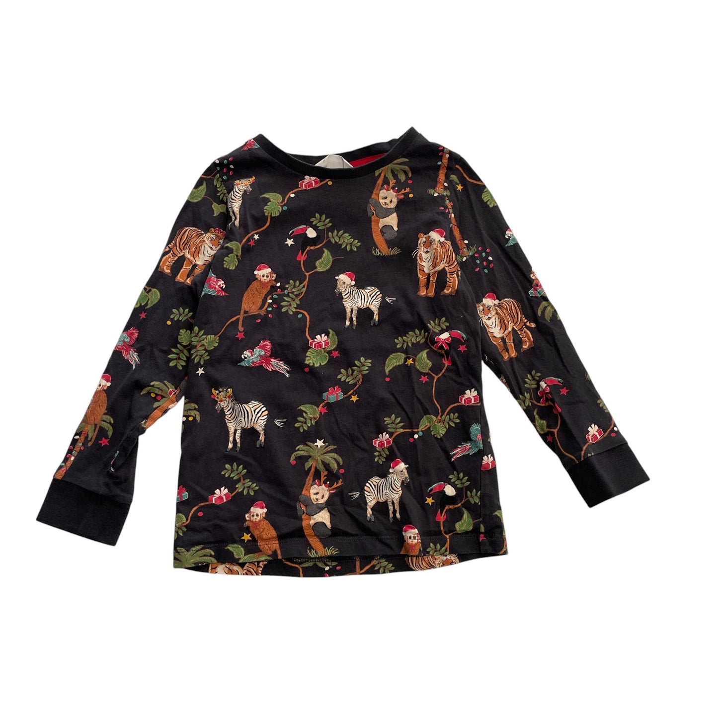 M&S festive pyjama set 7-8 years charcoal grey festive jungle animals