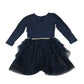 Monsoon dress 5-6 years navy sequin swan graphic with tulle glittery skirt