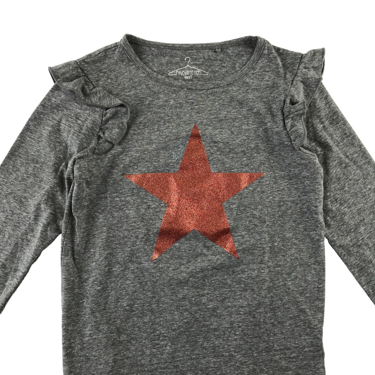 Next t-shirt 8-9 years grey glitter star print long sleeve