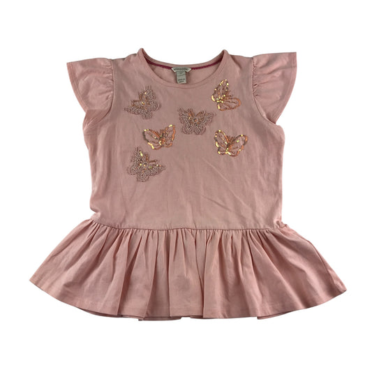 Monsoon t-shirt 11-12 years pink butterfly sleeves and sequin butterfly design cotton