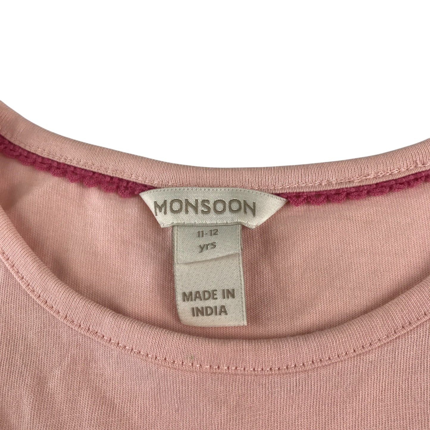 Monsoon t-shirt 11-12 years pink butterfly sleeves and sequin butterfly design cotton