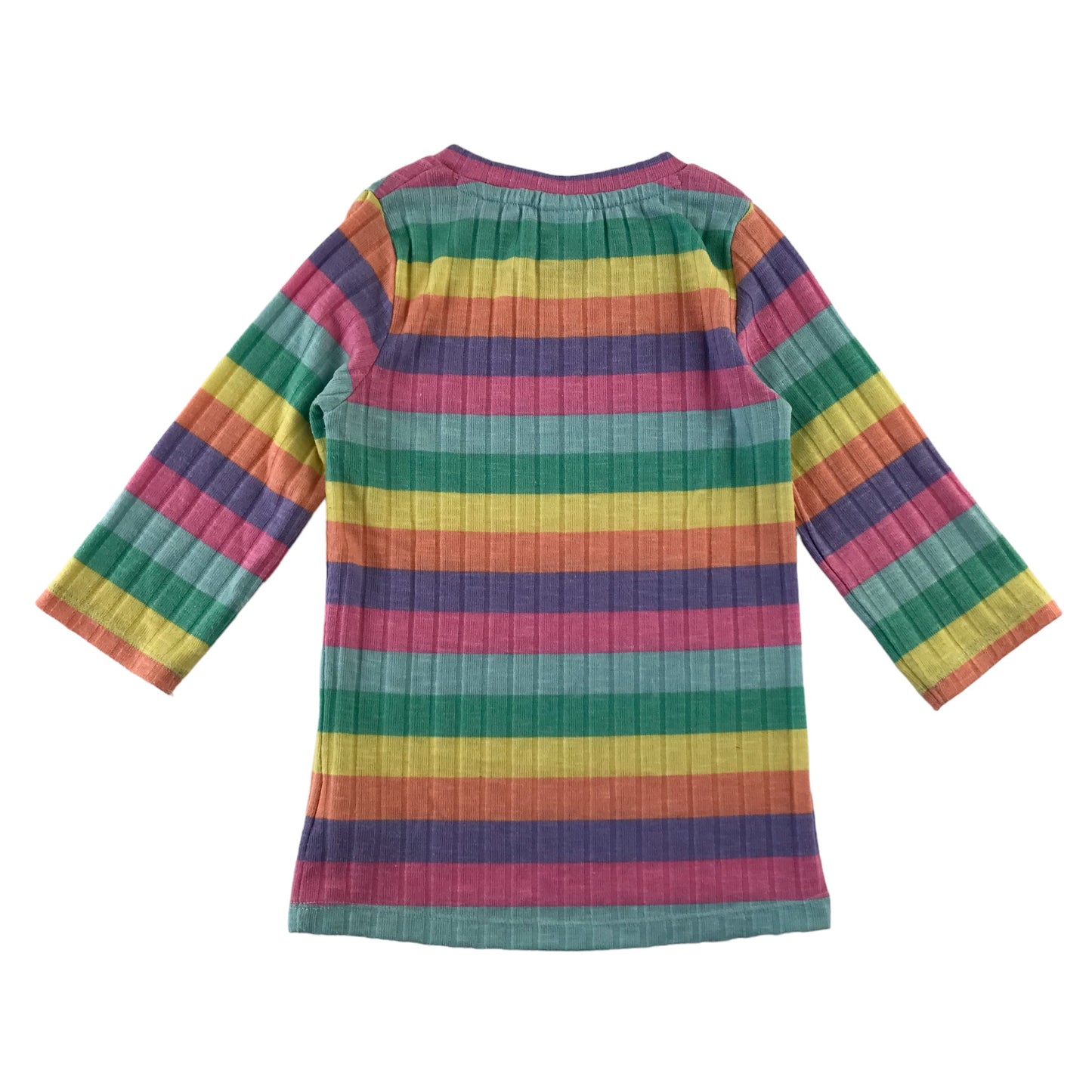 F&F t-shirt 8-9 years multicolour stripy 3/4 sleeve stretchy