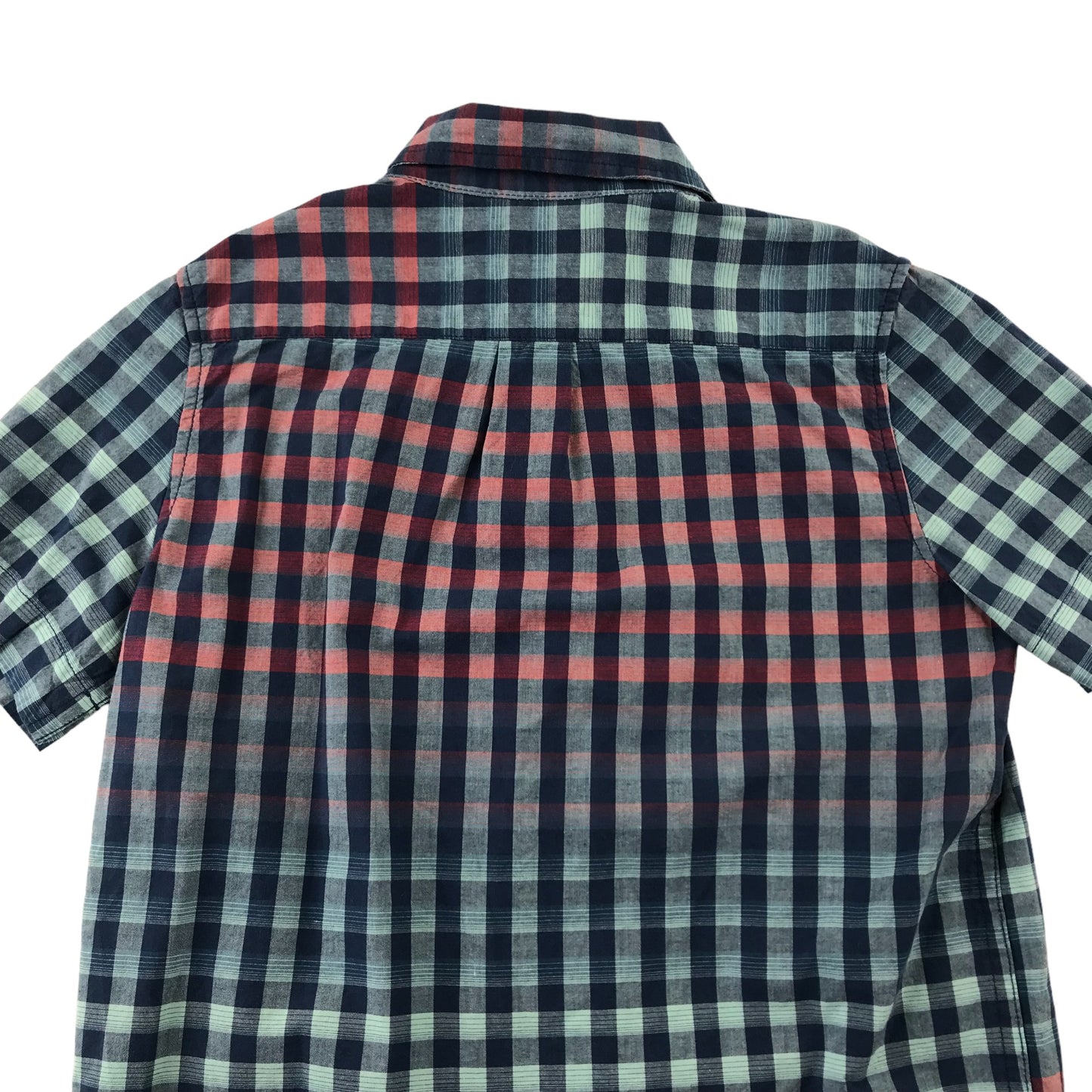 Gap Shirt Age 6 Blue and Red Checked Gradient Short Sleeve Button Up Cotton