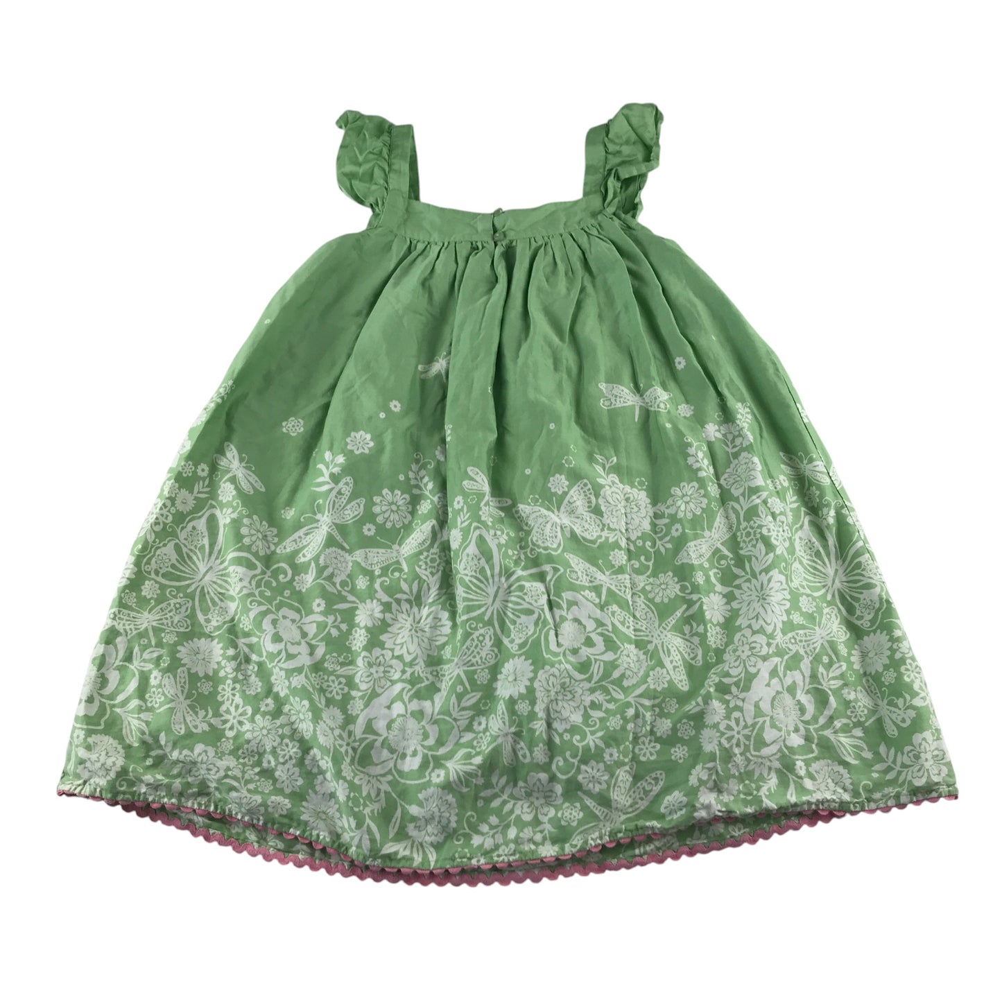 Monsoon dress 11 years green floral print with sequin detailing shoulder straps A-line