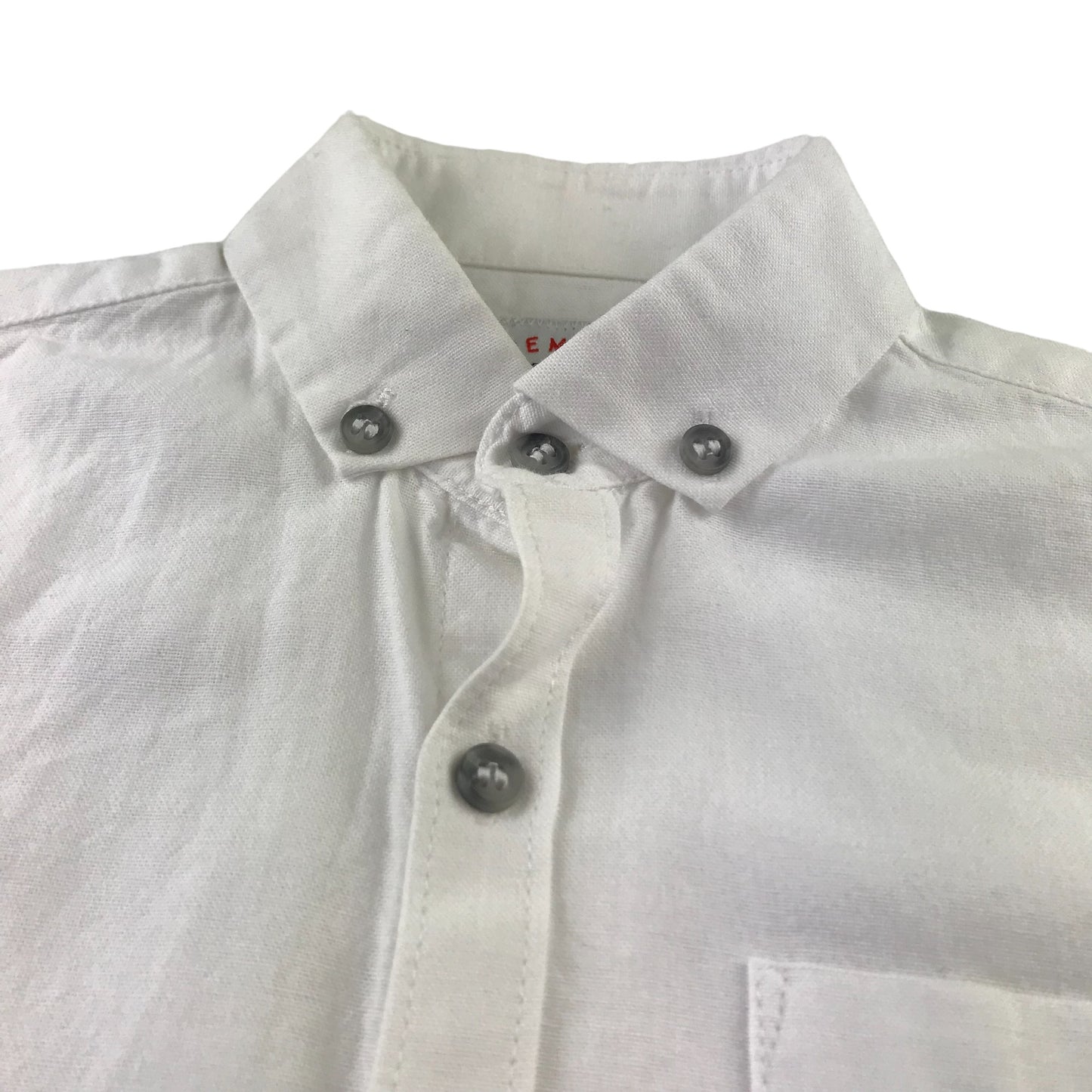 Next Shirt Age 7 White Plain Short Sleeve Button Up Cotton