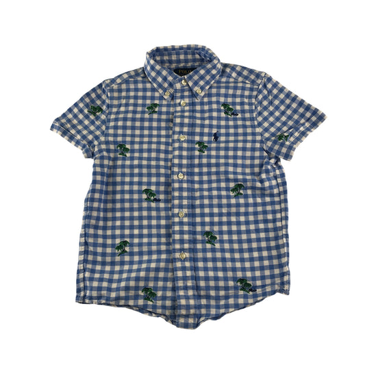 Ralph Lauren shirt 5-6 years white and blue checked with palm tree embroidery cotton