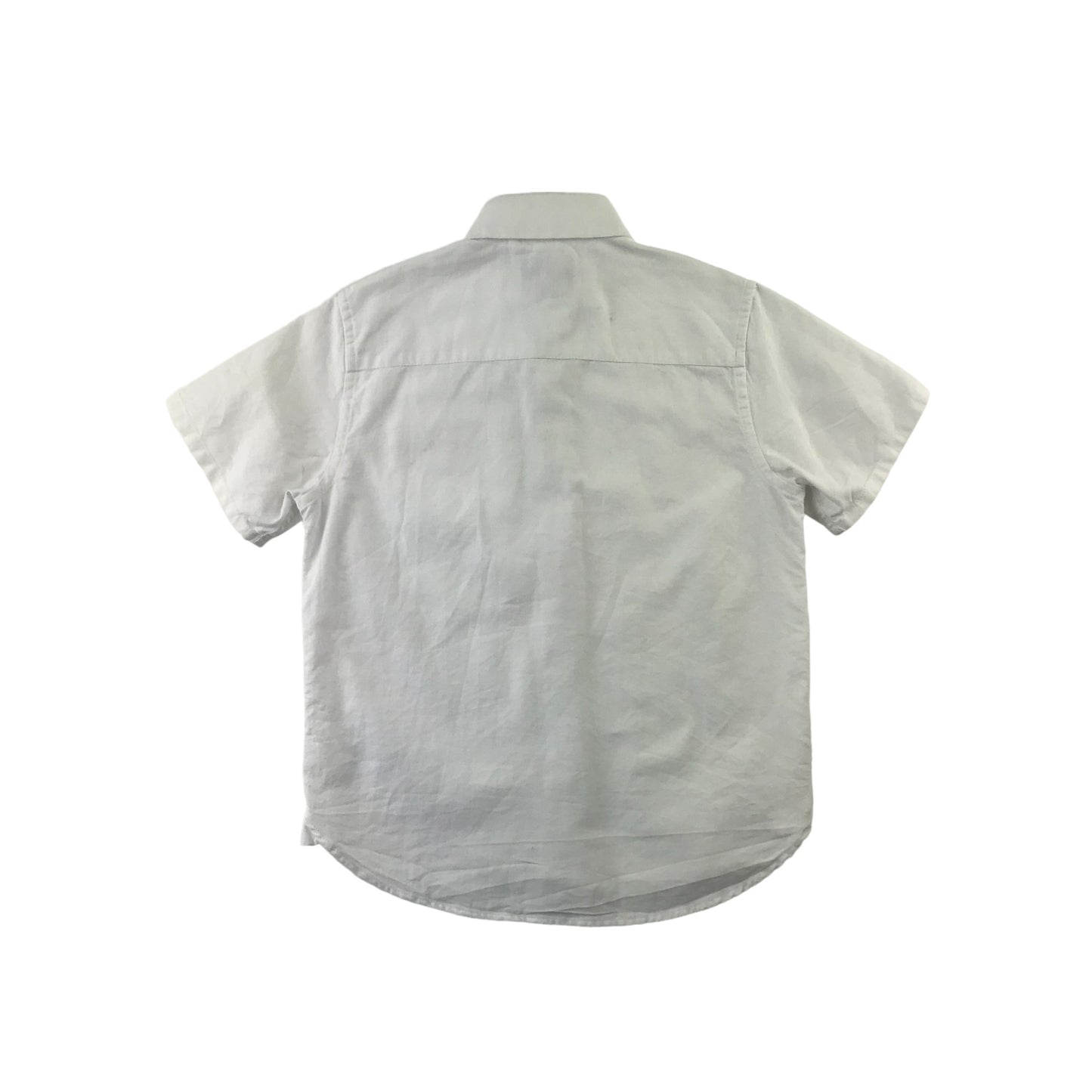 Next Shirt Age 7 White Plain Short Sleeve Button Up Cotton