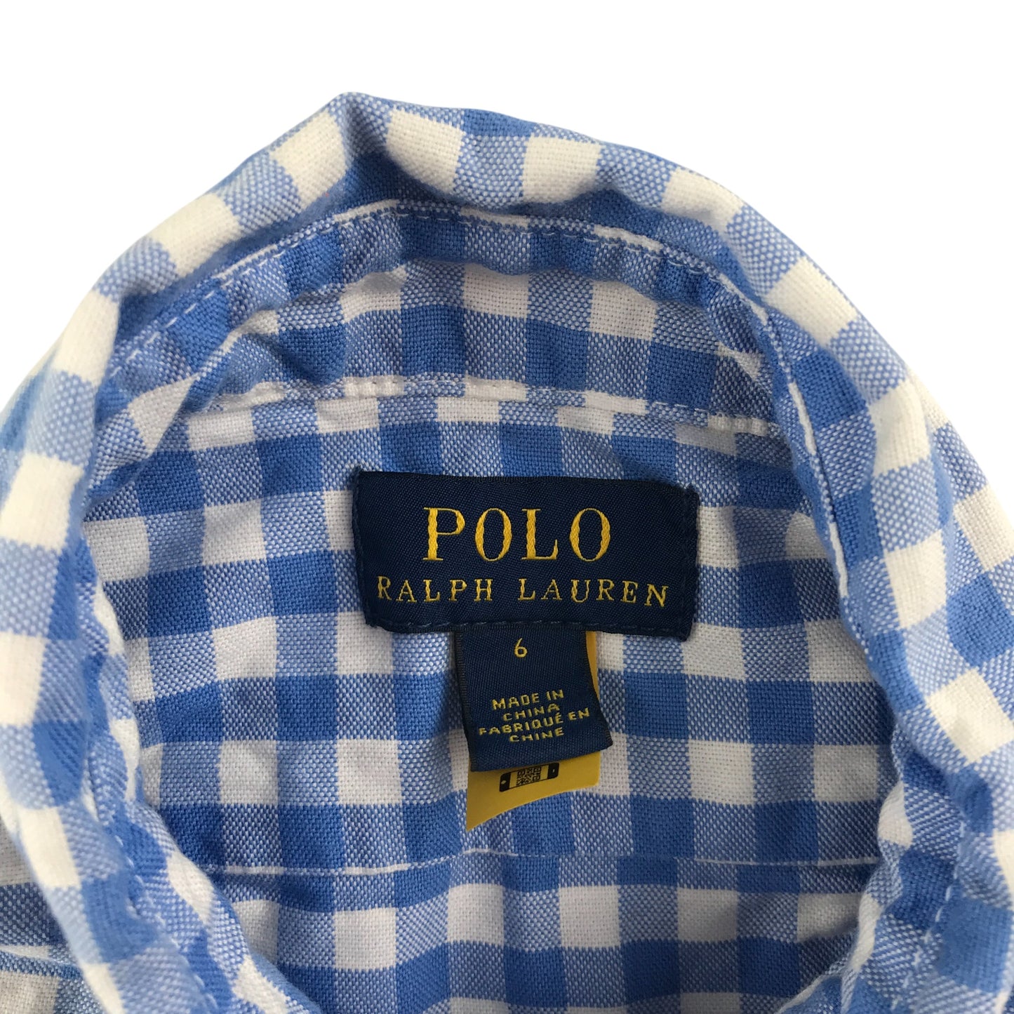 Ralph Lauren shirt 5-6 years white and blue checked with palm tree embroidery cotton