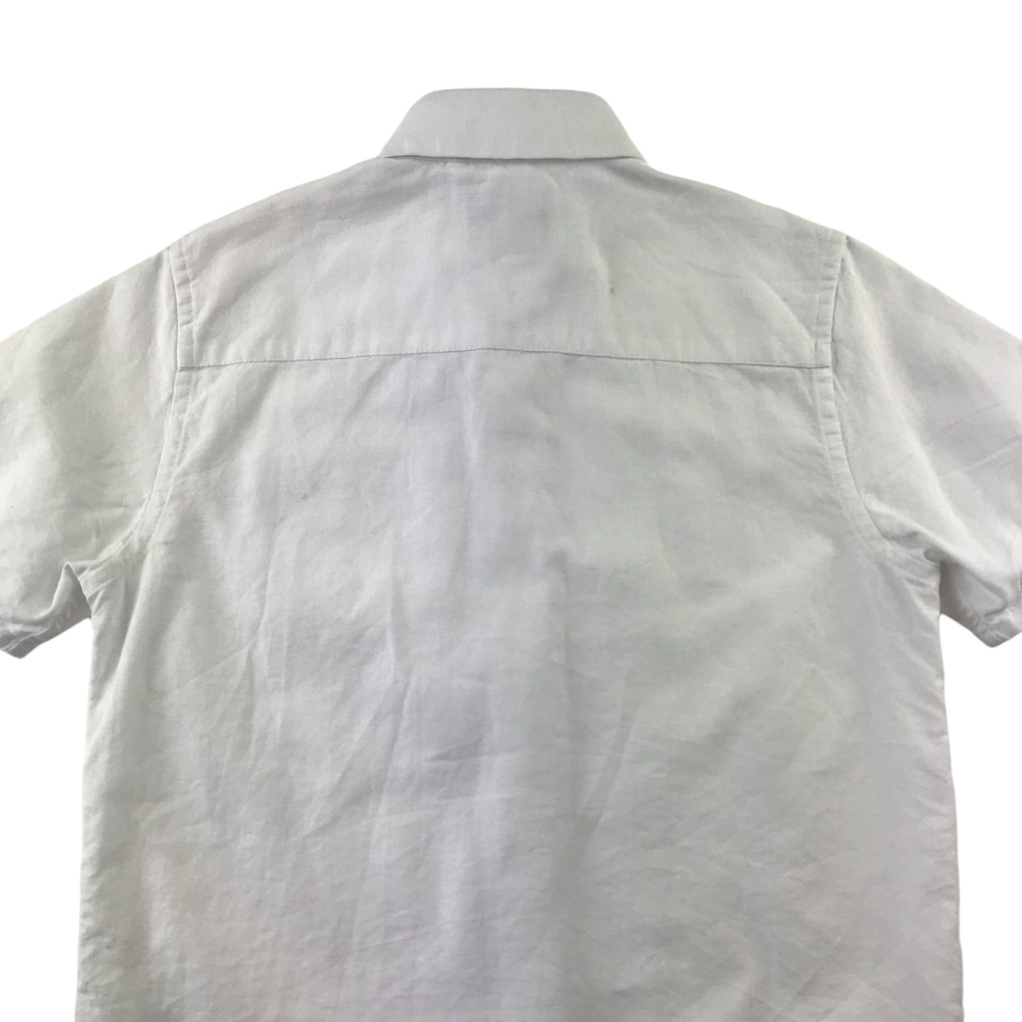 Next Shirt Age 7 White Plain Short Sleeve Button Up Cotton