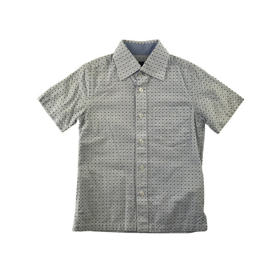 Jasper Conran Jeans Shirt Age 7 White Rectangle Print Short Sleeve Button Up Cotton